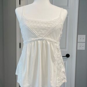 American Eagle Outfitters White Lace Trim Women's Top